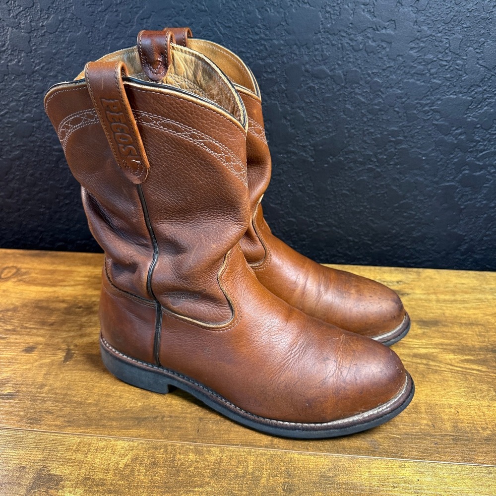 Red Wing Pecos 2290 Brown Leather Steel Toe Pull On Work Boots Mens 9 D
